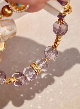平安吉物九离紫火新中式串珠手链古法黄金色紫气东来紫水晶手串女