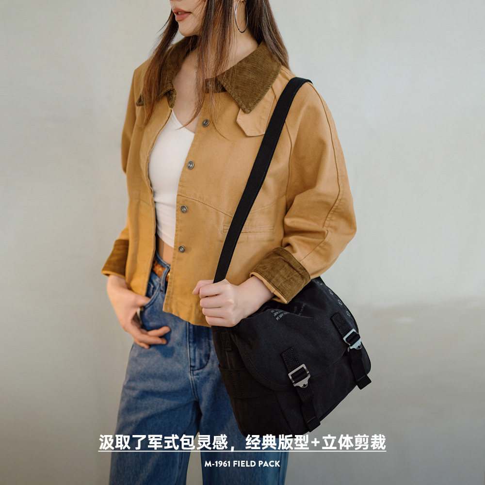 马登美式复古M1961字母印花帆布斜挎包手提时尚大容量托特包秋女,淘宝优惠券,粉丝福利购,淘宝优惠卷