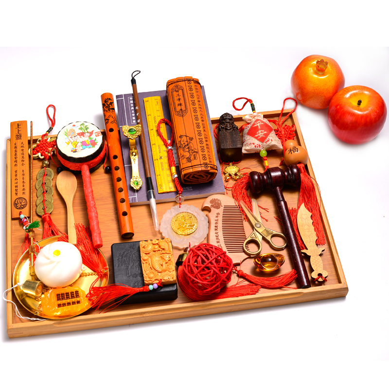 宝宝抓周用品套装一周岁小男女孩礼盒道具婴儿