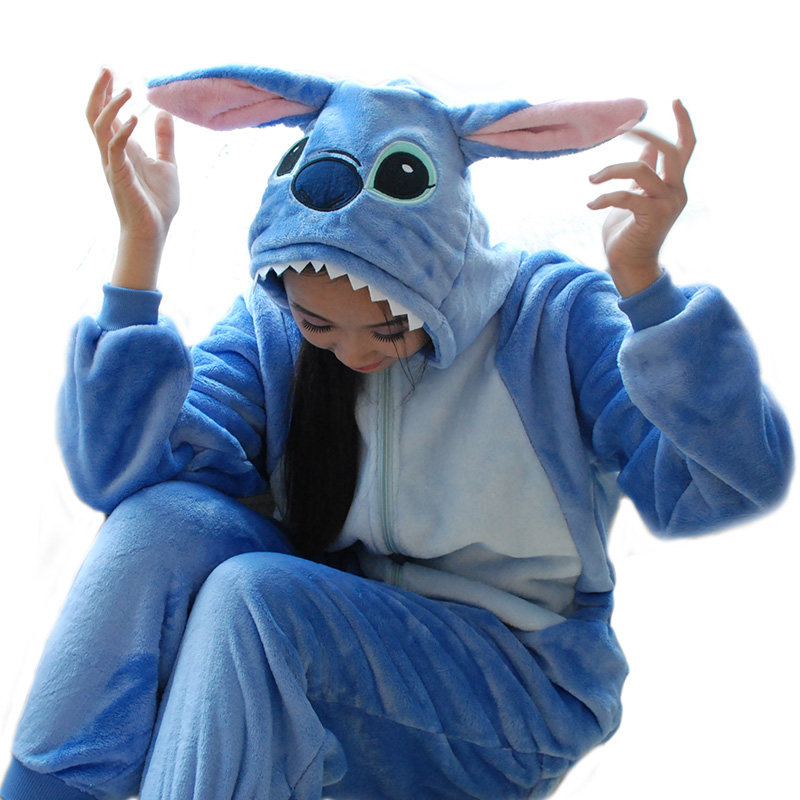 冬史迪奇蓝仔恐龙猫动物连体睡衣 ovviek睡衣/家居服套装