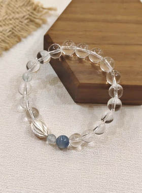 春莳「云梦」清冷感原创白水晶蓝晶石海蓝宝水晶手链手串送礼