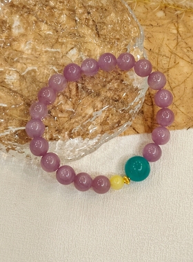 CHUNSHI·「芷涟」原创新中式天然紫锂辉蜜蜡天河石手链手串饰品