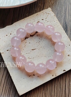 春莳「粉袖添香」大颗粒！原创天然马达加斯加西柚粉晶手链女