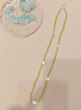 春莳「青苒」原创设计 高级感小众天然橄榄石白水晶高端女项链