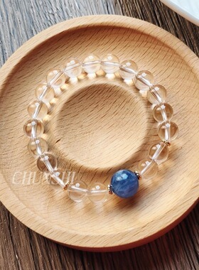 春莳「净蓝」清冷高级小众天然促健康静心白水晶蓝晶石手链手串女