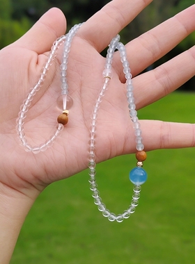 CHUNSHI「海蘭之舞」小众高级感～天然海蓝宝白水晶三圈手链项链