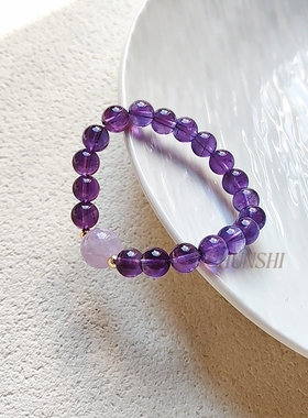 CHUNSHI·「芷熹」原创新中式天然乌拉圭紫水晶单圈手链手串饰品