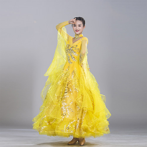 摩登舞比赛舞裙 高档国标舞交谊舞大摆裙 新款华尔兹连衣裙演出服 - 图1