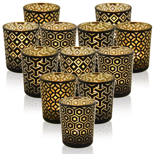 Simplicity Modern Black Inner Gold Geometric Line Стеклянная стока Свеча таблет