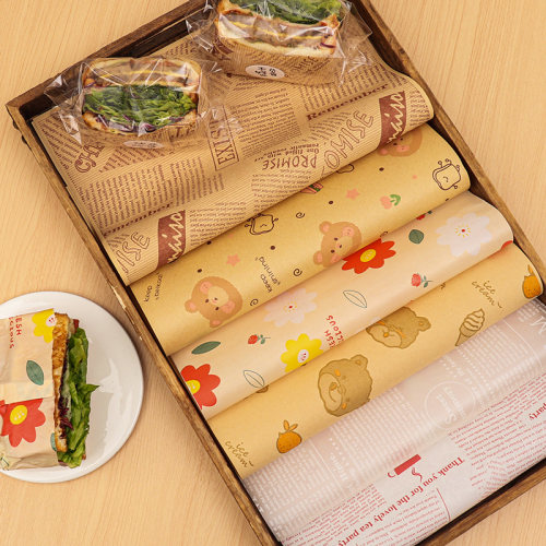 三明治包装纸家用早餐吐司卷饼汉堡三文治盒一次性烘焙食品防油纸 - 图3