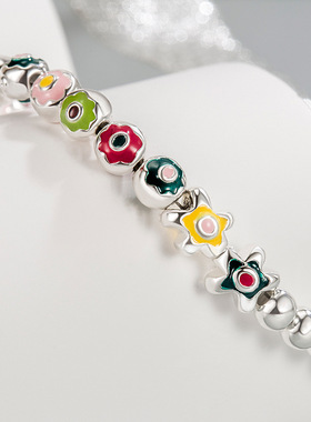 小红书同款彩虹冰淇淋手链女2023年新款小众百搭可爱花朵闺蜜手串