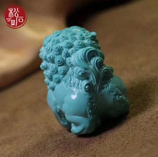 DIY аксессуары 松石堂湖北原矿高瓷蓝绿松石精工写实风格雕刻小小狮子立体雕刻件
