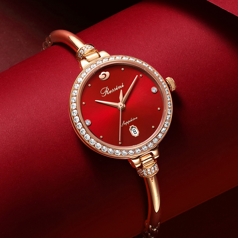 【送礼热荐】罗西尼手表女表ins风本命年红色品牌女士腕表石英表