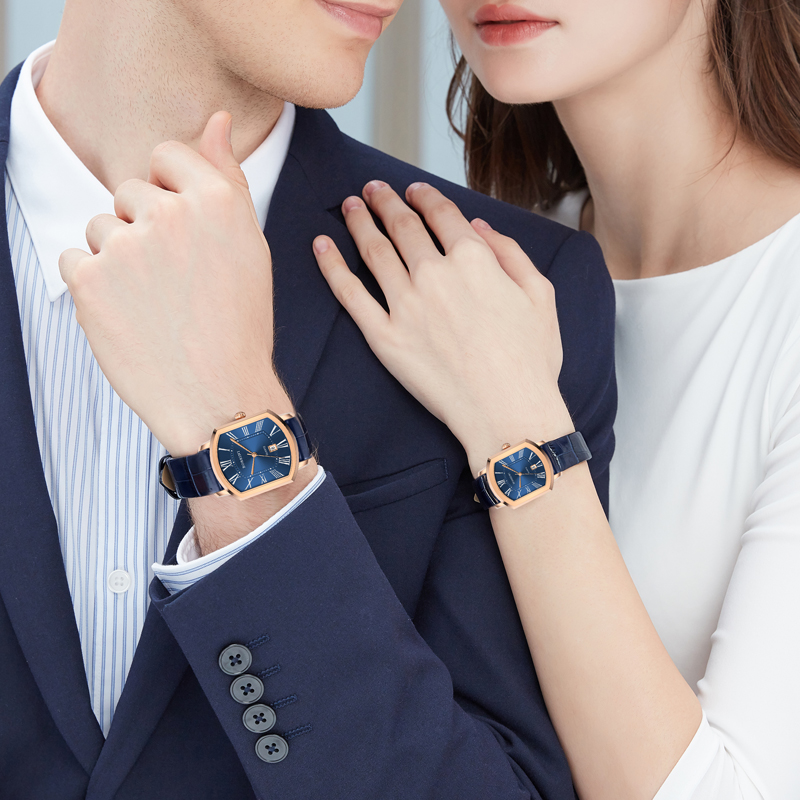 罗西尼官方旗舰店男方形复古对表 罗西尼手表国产腕表