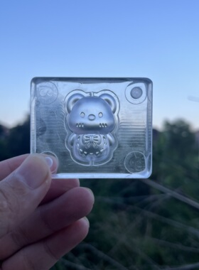 亚克力香牌模具暴富福熊图案双面精雕立体清晰 适合DIY手工制香