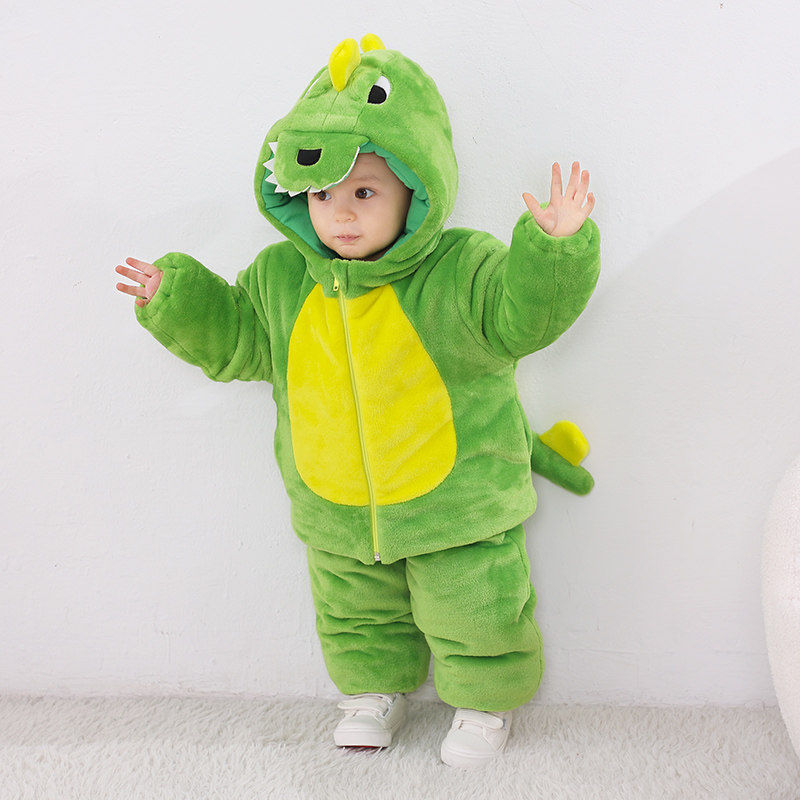 儿童秋冬套装宝宝卡通保暖加厚婴幼儿动物造型两件套男童衣服冬款