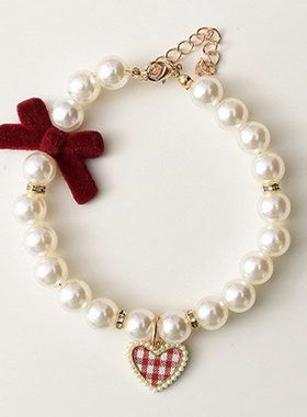 蝴蝶结猫咪珍珠项圈54