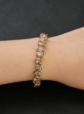 跨境手链欧美热卖多色可选镀金镶嵌时尚饰品亚马逊代发