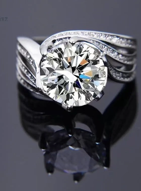 热销玫瑰三世情缘公主鸽子蛋豪华5克拉3克拉红宝石戒指莫桑钻