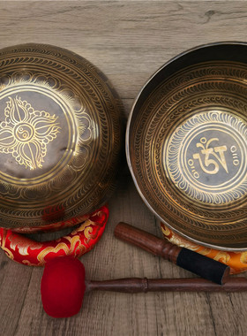 尼泊尔颂钵 西藏佛具手工铜罄瑜伽冥想佛音钵盂静心佛音碗 经文钵