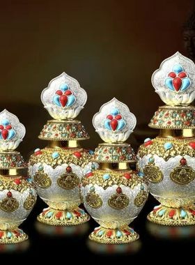 藏传宝瓶龙王摆件财神摩