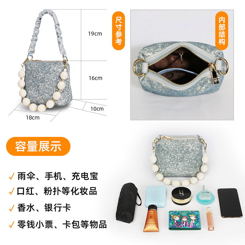 卡秀小众设计珍珠小方包2025春新款高级感手提链条女包单肩斜挎包,淘宝优惠券,粉丝福利购,淘宝优惠卷