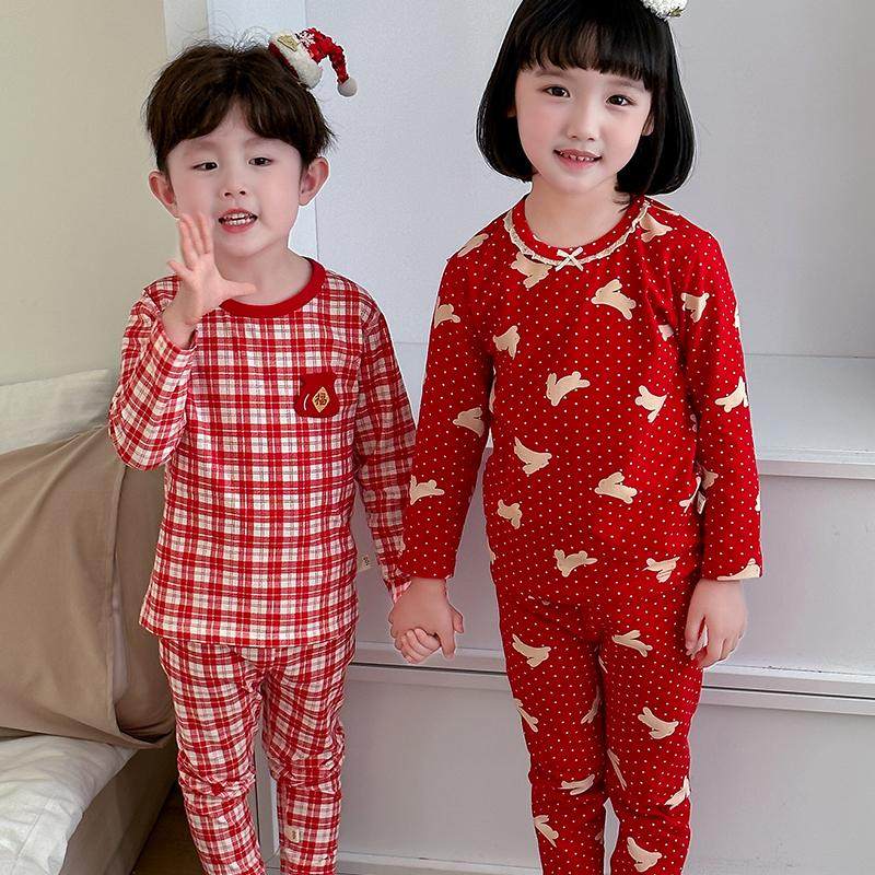 宝宝秋衣秋裤套装纯棉本命年红色儿童睡衣家居服男童女孩保暖内衣,淘宝优惠券,粉丝福利购,淘宝优惠卷