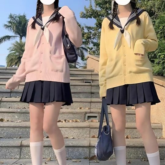 可奈物语 超萌人气爆款JK开衫 纯棉针织宽松学院外套秋冬百搭毛衣