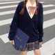 可奈物语 超萌人气爆款JK开衫 纯棉针织宽松学院外套秋冬百搭毛衣