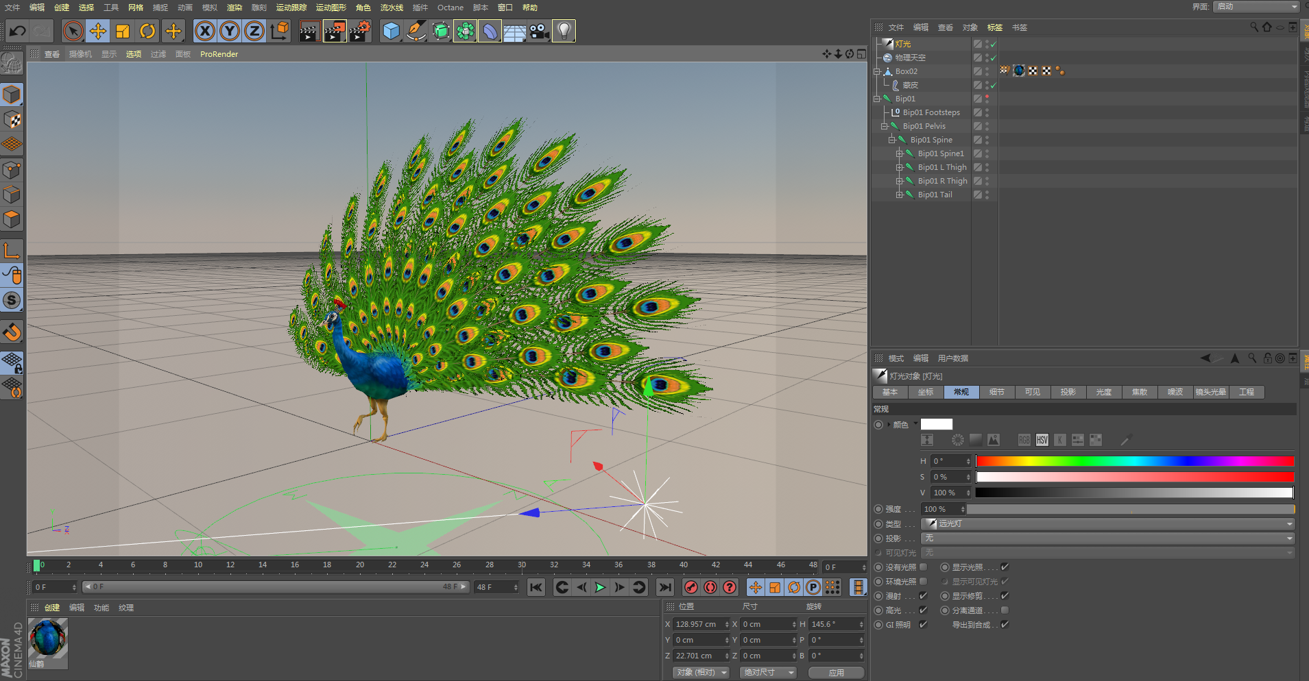 C4D孔雀模型含材质贴图骨骼绑定动画含fbx max文件学习交流参考用 - 图2