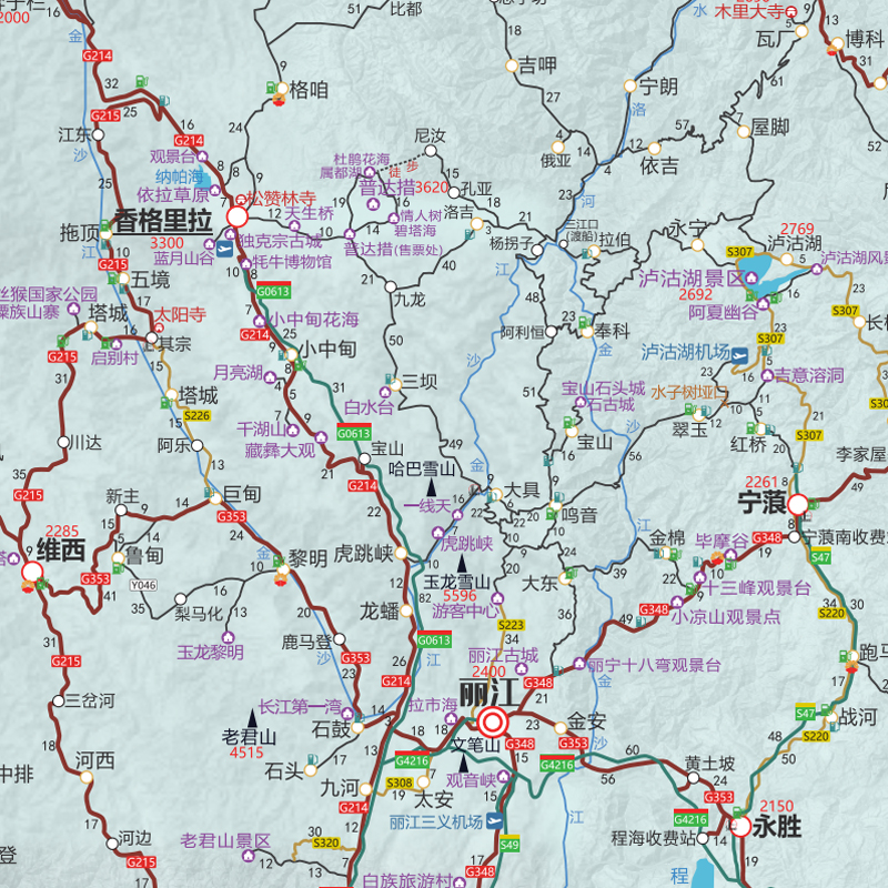 2024云南贵州大理丽江香格里拉自驾攻略219国道广西桂林旅游地图