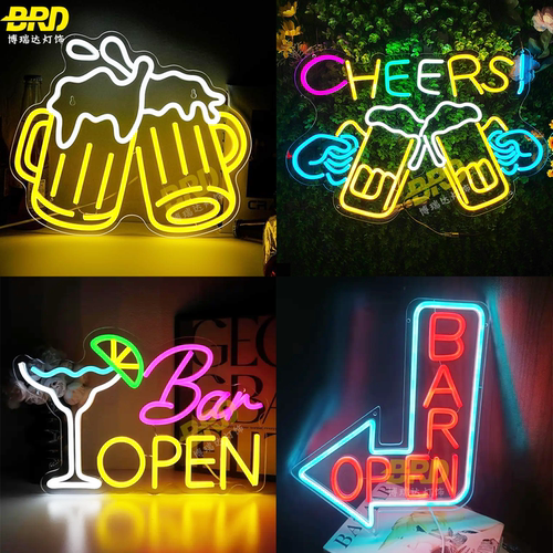 酒吧霓虹灯BeerBAR发光字喝酒氛围造型装饰灯鸡尾酒led招牌灯箱 - 图0