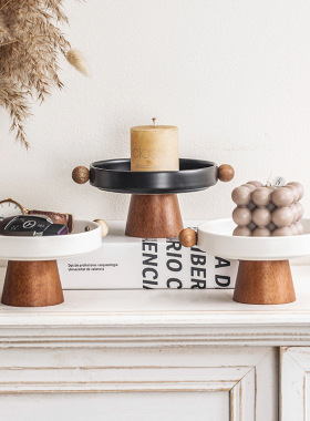 轻奢蜡烛摆台高脚香薰蜡烛台底座托盘装饰摆件玄关桌面陶瓷收纳盘