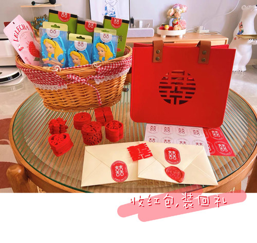 结婚手袋多功能收纳婚礼用品无纺布手提包伴手礼袋手提回礼袋 - 图2