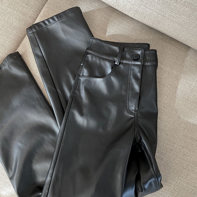 小姐姐【女团腿 】百搭黑色PU皮休闲显瘦长裤宽松直筒皮裤女,淘宝优惠券,粉丝福利购,淘宝优惠卷