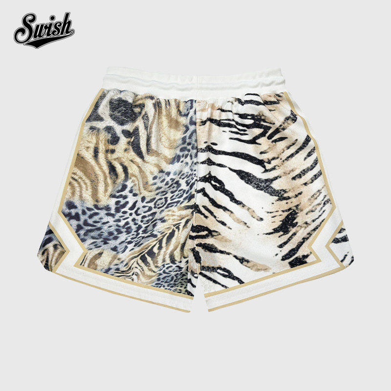 SWISH THE BALL IN丛林拼贴豹纹迷彩美式华夫格篮球短裤夏季百搭,淘宝优惠券,粉丝福利购,淘宝优惠卷