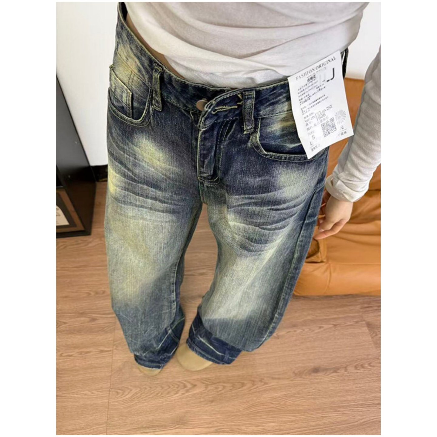 美式巨好看磨白宽松牛仔裤女春秋2026新款显瘦弯刀超火拖地阔腿裤,淘宝优惠券,粉丝福利购,淘宝优惠卷