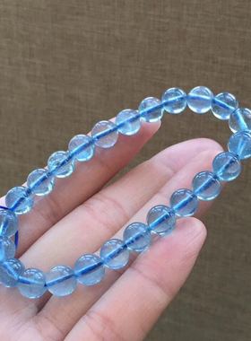 单圈水晶手串天然海蓝宝特价