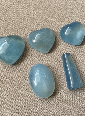 天然海蓝宝爱心吊坠蓝色蛋面无事牌5个一起打包180元福利价