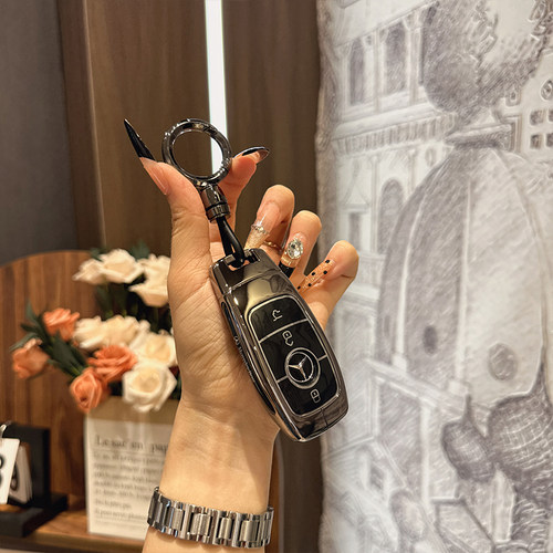 适用于奔驰钥匙套c260l/e300l/glb220/gle/glc45高档金属保护壳扣 - 图0
