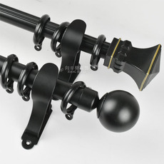 Карниз для штор 北欧罗马杆窗帘杆黑色单杆双杆顶装轨道杆子打孔铝合金加厚