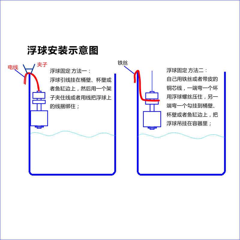 浮球型水位报警器满水缺水报警器水池箱鱼缸水桶水塔漏溢水报警器 - 图1