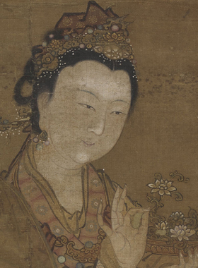 宋人维摩图山水人物画办公室卧室挂画国画装饰画客厅竖版字画卷轴