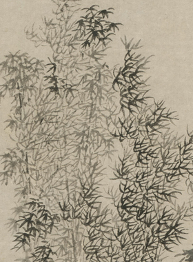 清人画郑燮小像方士庶补景郑板桥书法字画竖版挂画客厅装饰画竹子
