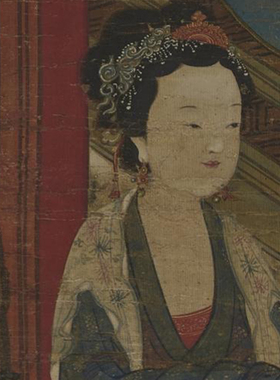 陈洪绶人物画挂画版画合欢多子图