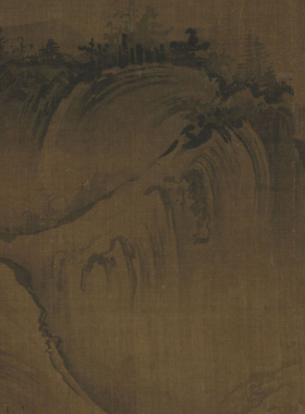 郭熙云烟揽胜图客厅办公室挂画国画装饰画山水画非手绘真迹卷轴画