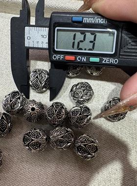 意工三七银复古银花球配件手工文玩时尚配饰佛珠串珠手链