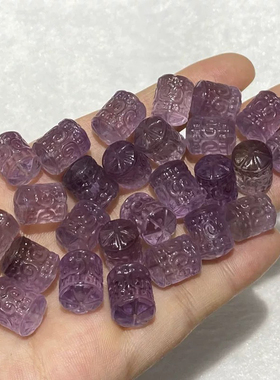 天然紫水晶约11×15m回文桶珠一个