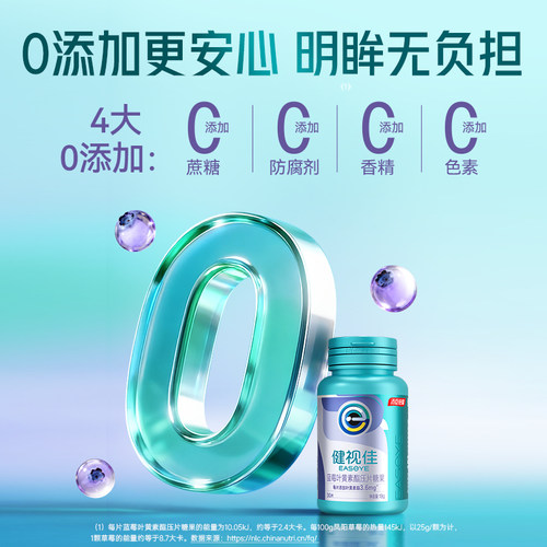 新品汤臣倍健健视佳蓝莓叶黄素酯压片糖果儿童护眼咀嚼片易吞服 - 图3
