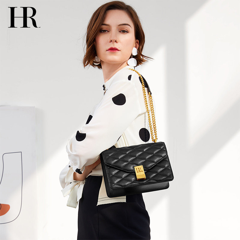 hr赫莲娜菱格女2020新款质感链条包 hr女士包袋